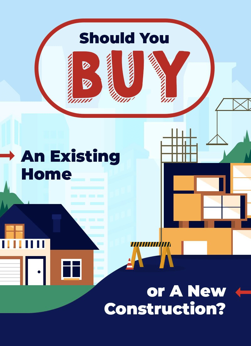 Illustration comparing an existing home with a new house under construction.