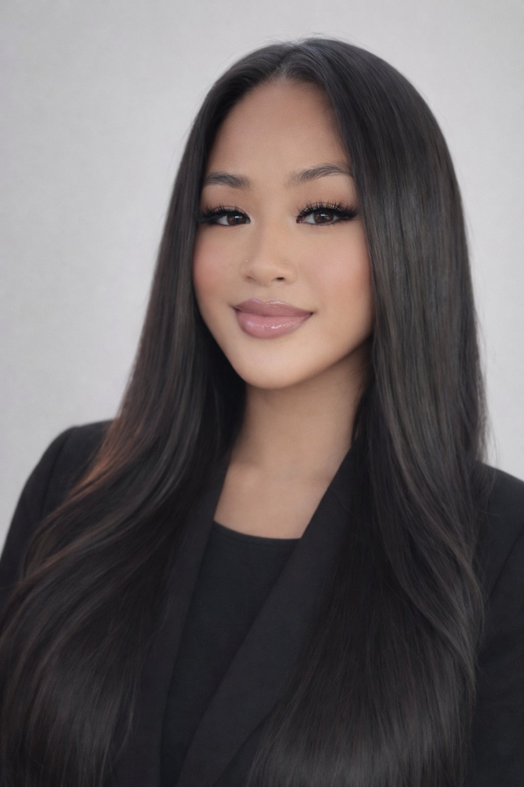 Socheata Kang in a black blazer, with long straight dark hair.