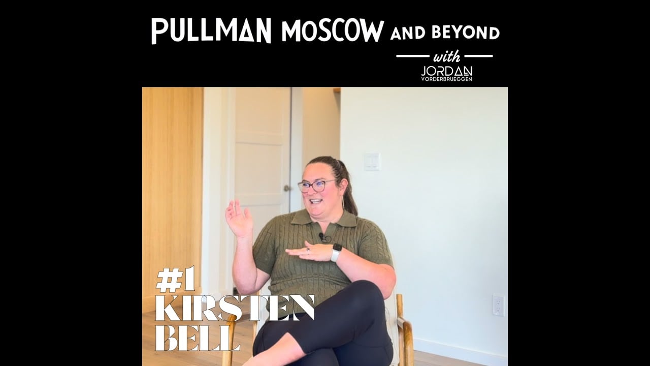 YouTube thumbnail or screenshot for episode one featuring Kirsten Bell of Palouse Balloons on Pullman Moscow and Beyond.
