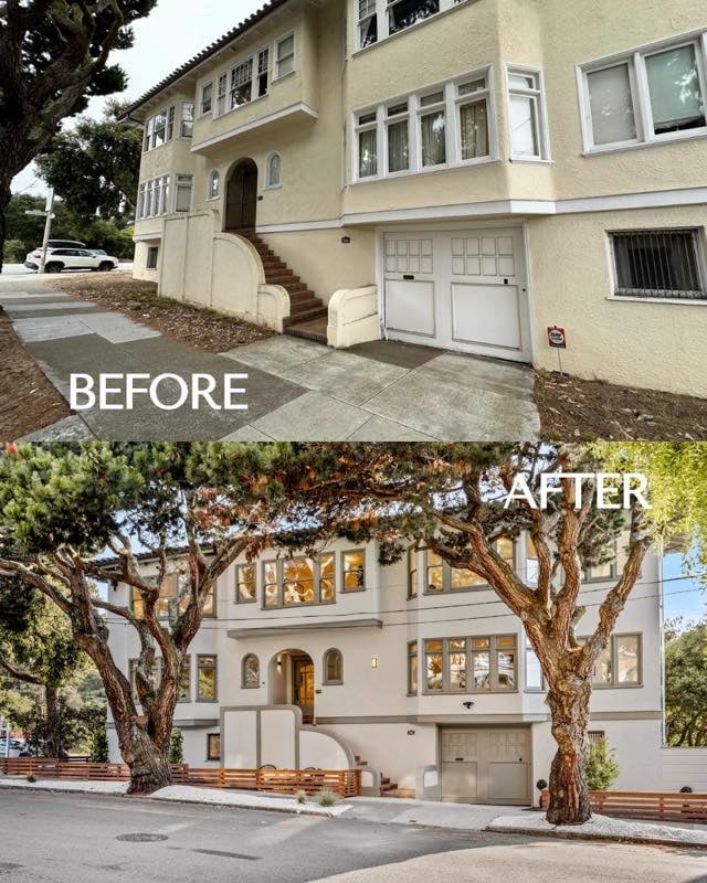 Exterior · Before (top) / After (bottom)