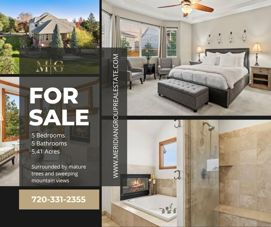 Architecturally designed luxury home at 4637 Palmer Ridge Drive in Parker, Colorado, featuring modern lines, large windows, and outdoor living spaces surrounded by acreage.