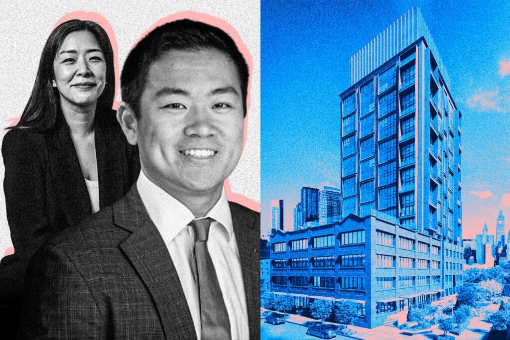 Kayla Lee Team press feature with two agents and a modern high-rise