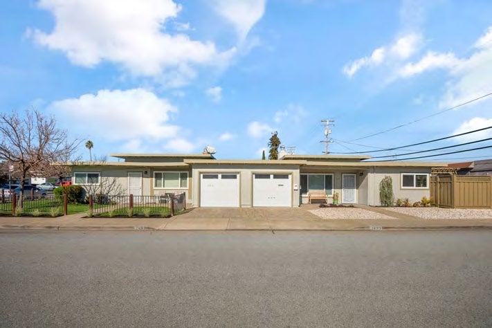 Duplex at 1401 and 1403 Cary Avenue, San Mateo, with two garages