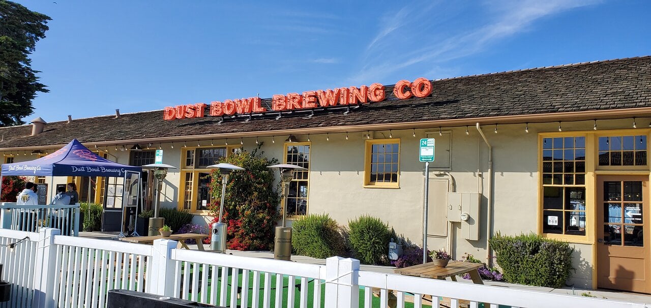 Dust Bowl Brewing Co. tap depot located in the historic Monterey train station, a popular local brewery stop on the Monterey Peninsula