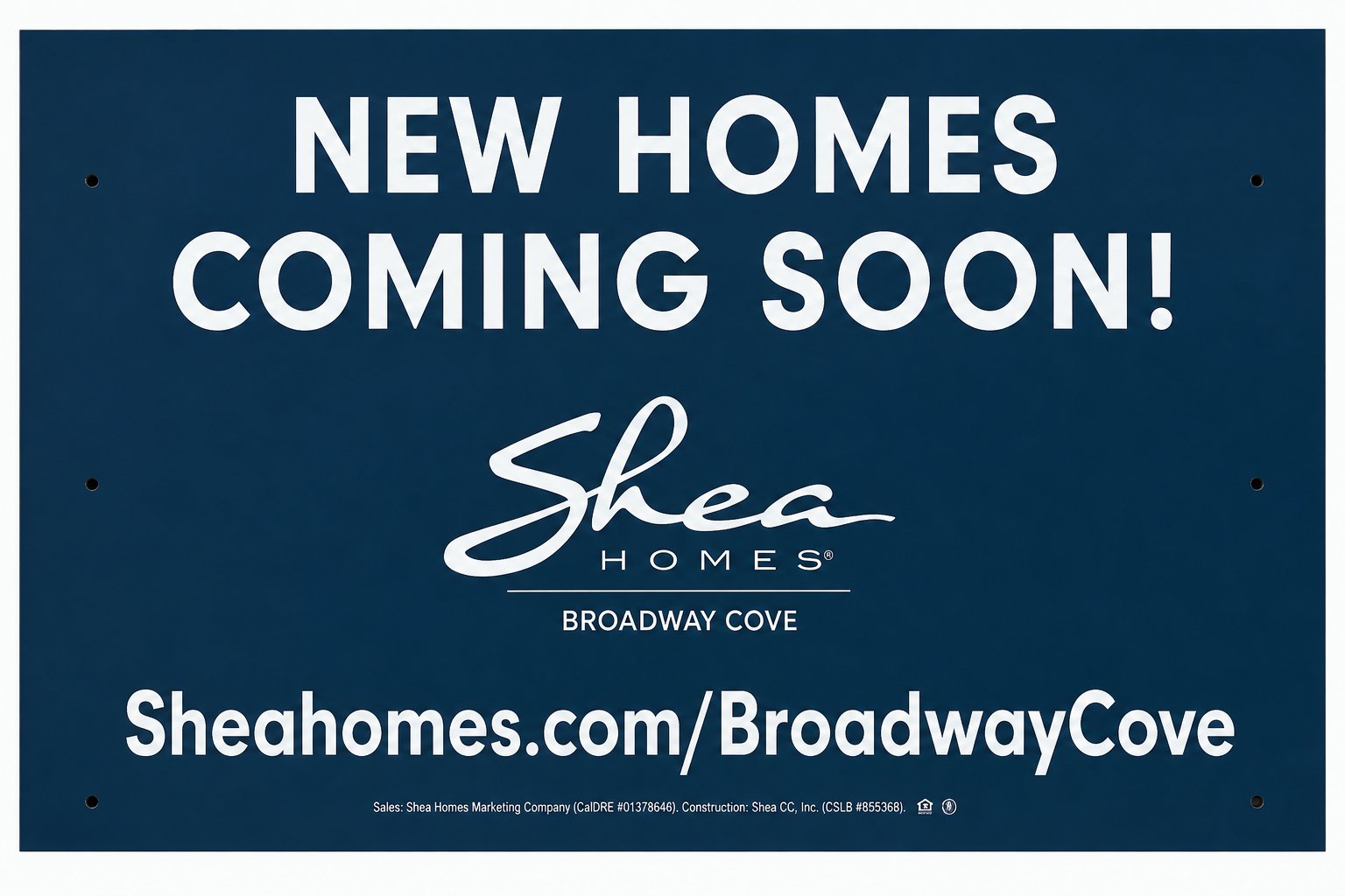 Broadway Cove Shea Homes coming soon sign in Cathedral City, California