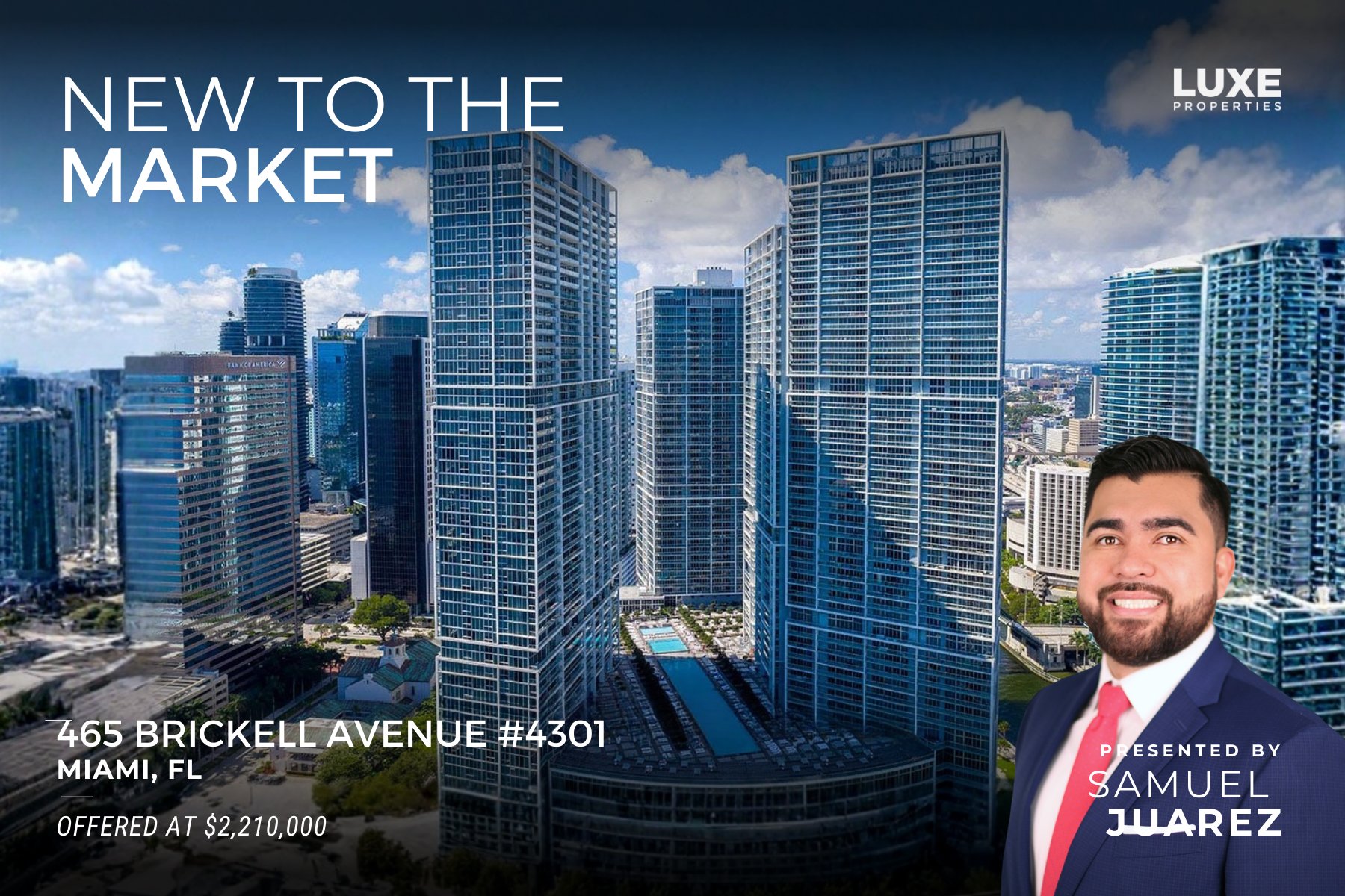 New To The Market: 465 Brickell Avenue&nbsp;#4301, Miami, FL​ | Waterfront Unit in luxury, Resort-style Condominium