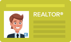 Cartoon real estate agent labeled REALTOR®