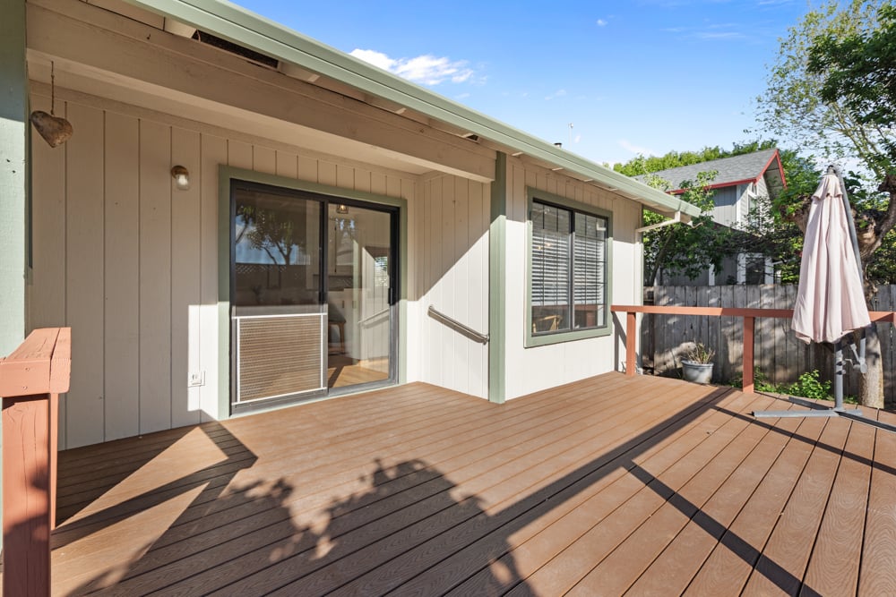 Outdoor patio deck with easy kitchen access in east Petaluma home