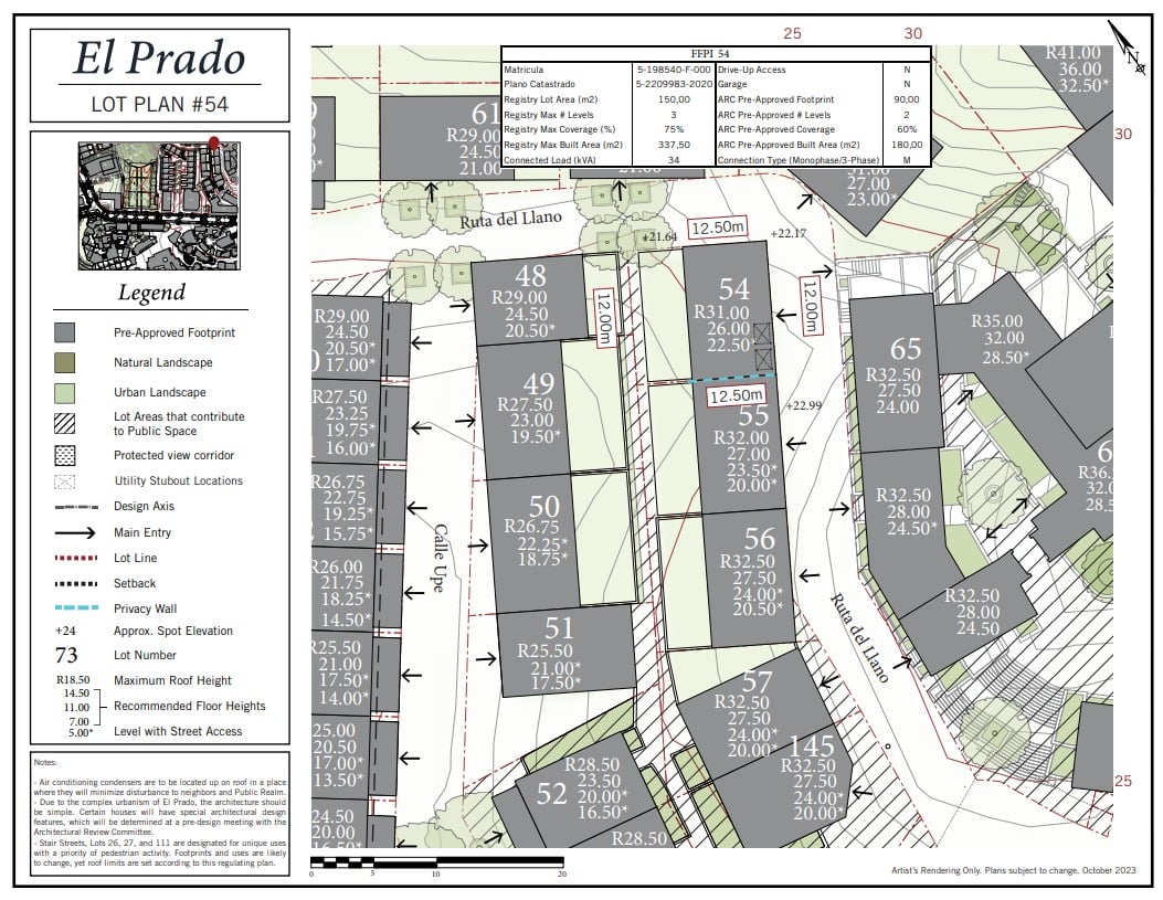 El Prado Lot #54 | Exceptional Corner Lot with Town and Park Views in the Heart of Las Catalinas
