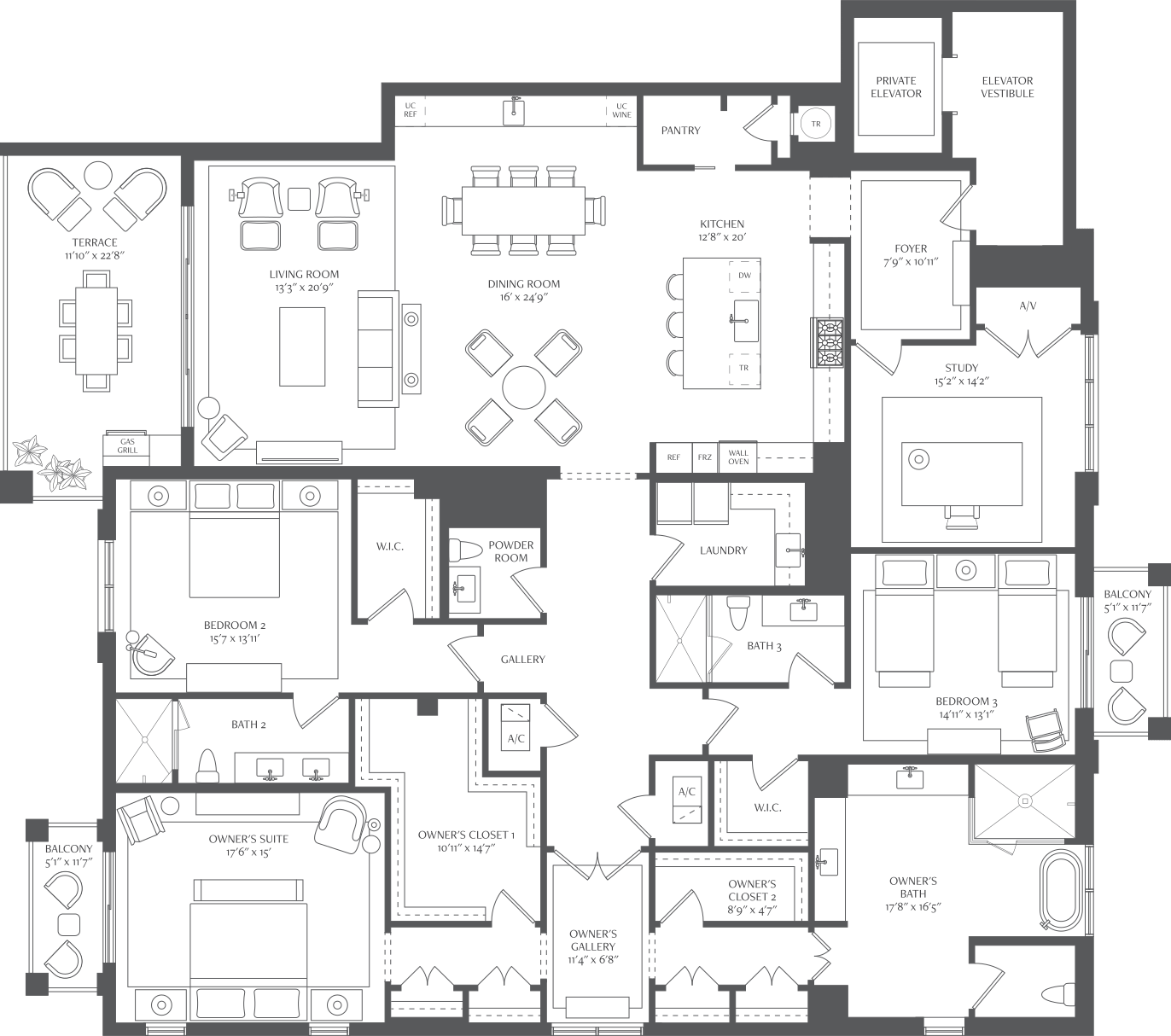West Building Residence 201 Floor Plan