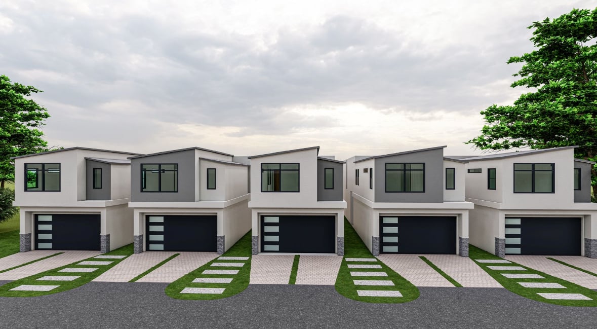 Future rendering of Villas at Tuam townhome development in Houston, TX