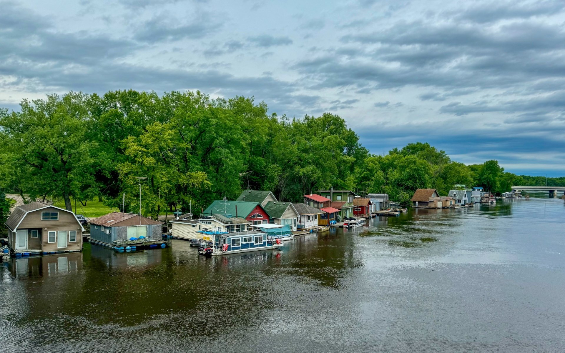 Lake and residential landscape in Chanhassen, Minnesota