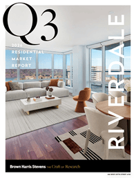 Q3 Riverdale residential market report cover featuring a bright living room with city views.