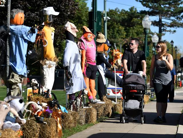 Scarecrows in the Park at Kellogg Park in Plymouth Michigan