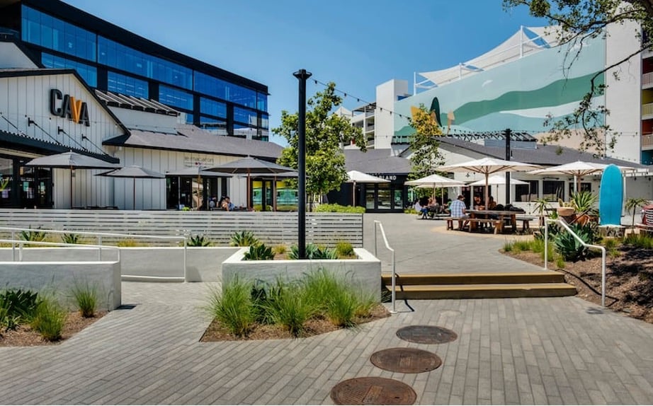 Modern outdoor shopping area at Pacific Highlands Ranch