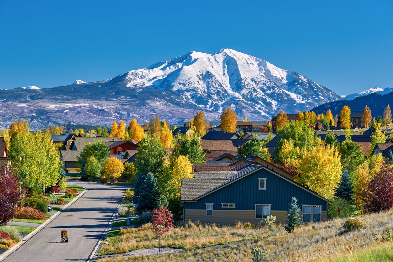 Suburbs in Denver - Residential neighborhood in Colorado during autumn.