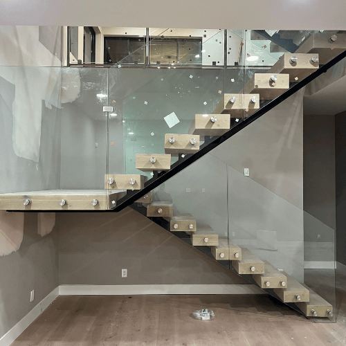 custom glass stair case in los altos