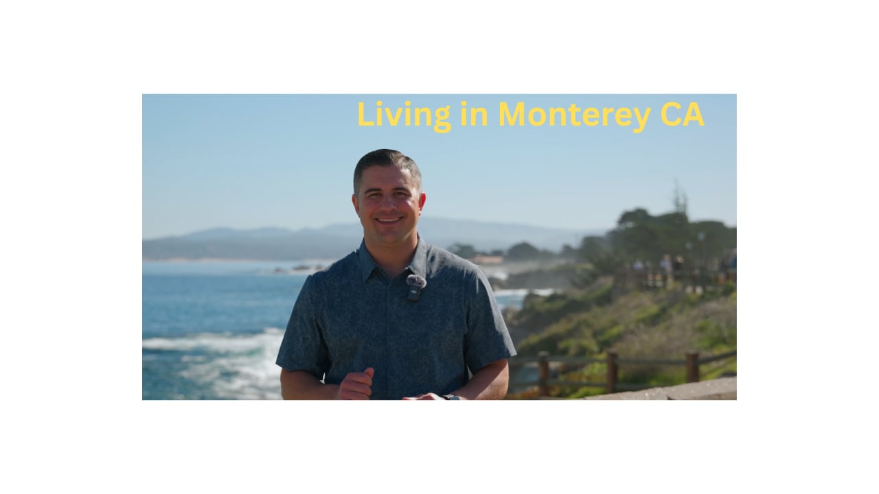 Living in Monterey CA video guide featuring local Realtor Peter Boggs with Monterey coastline in the background