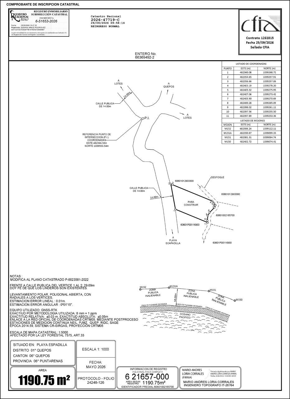 Walk to the Playitas beach, Titled Building lot