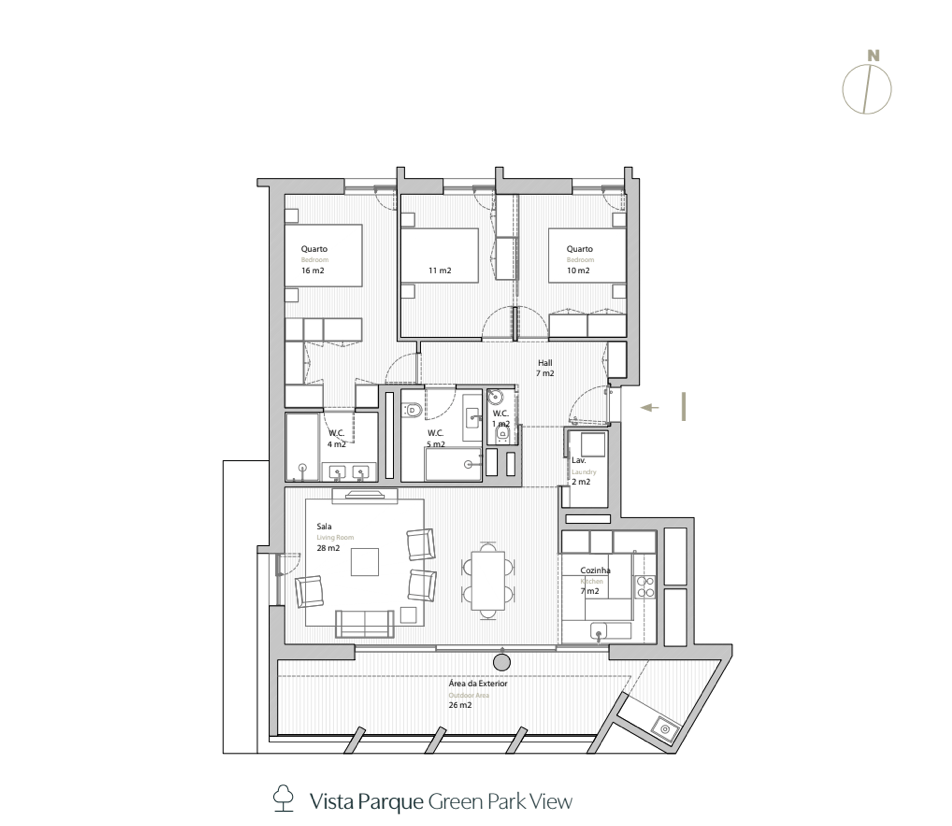 Three-Bedroom Apartment in Coimbra with Park View