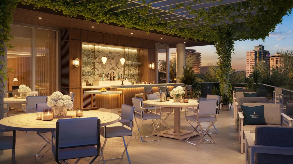 The Ritz-Carlton Residences Fort Lauderdale Beach sunset bar rendering.
