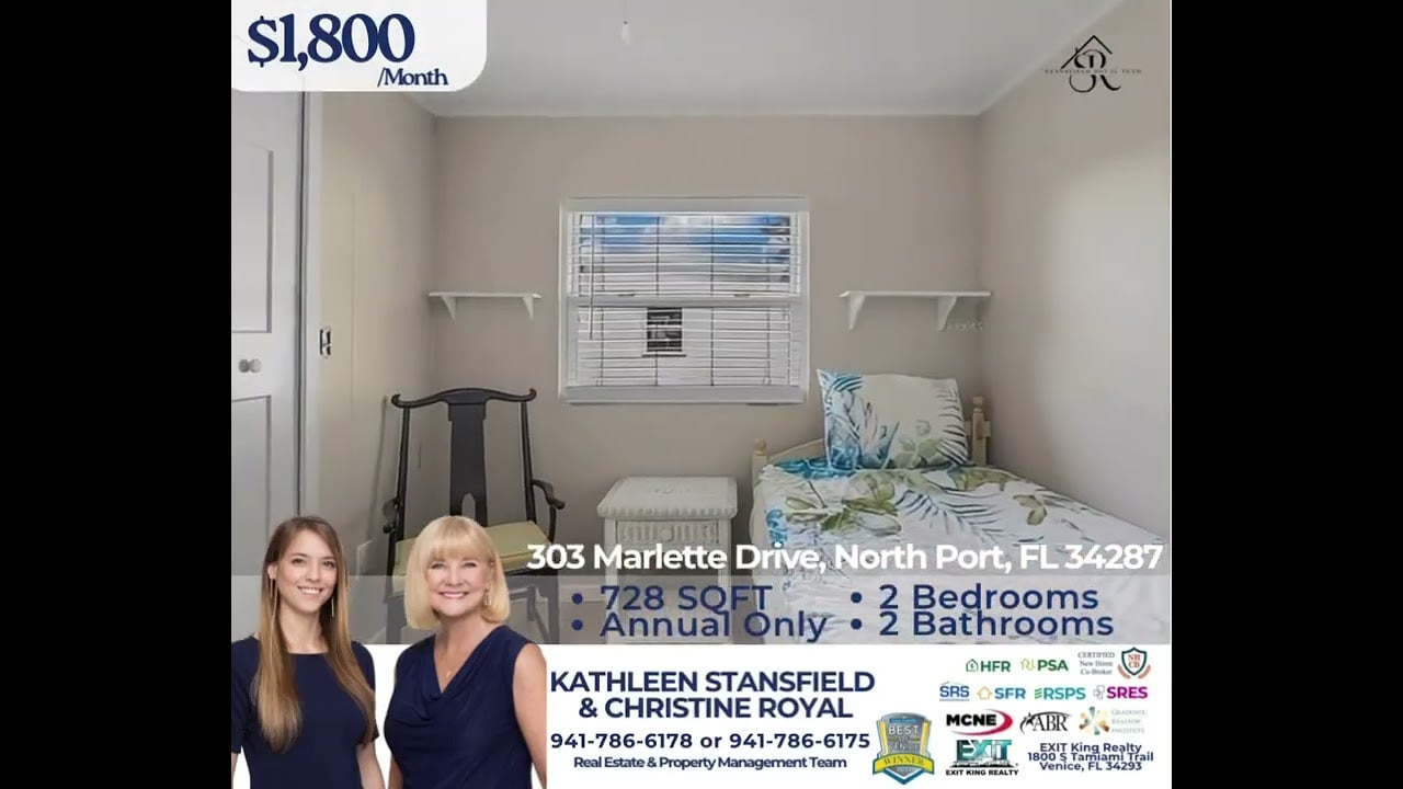 Mobile home For Rent in Harbor Cove, North Port, Fl. Annual lease, 55+, no pets.