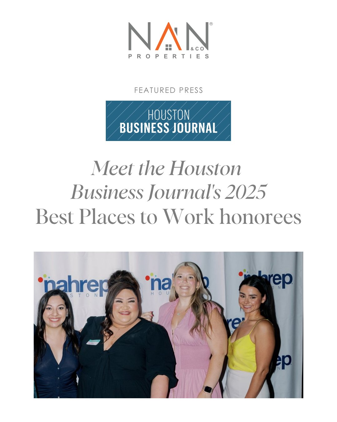 2025 Best Places to Work Extra Small Honoree Nan & Company Properties