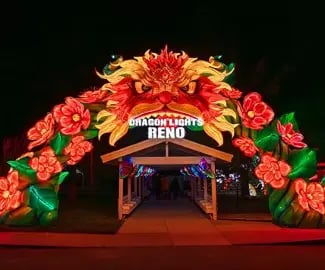  Colorful illuminated lantern displays at Dragon Lights Reno, a family-friendly lantern festival in Reno, Nevada.