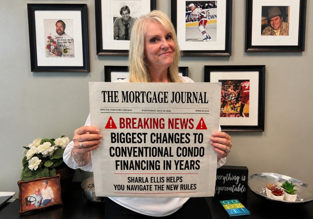 Sharla Ellis holding a newspaper announcing new condo financing rules and explaining how buyers and Realtors can successfully navigate the changing guidelines.