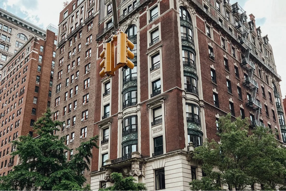 New York City apartment buildings representing sponsor units, co ops, and condos