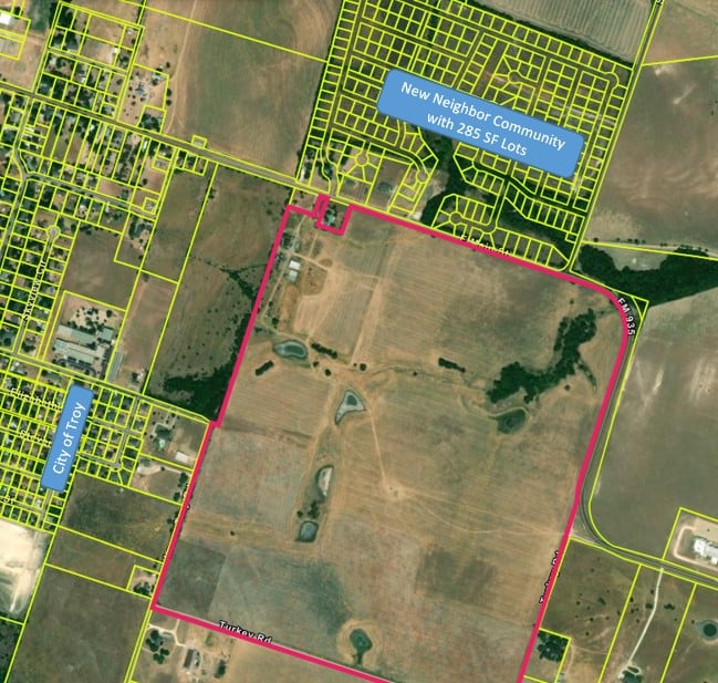 231 Acres land for sale in Troy, Tx with Utilities