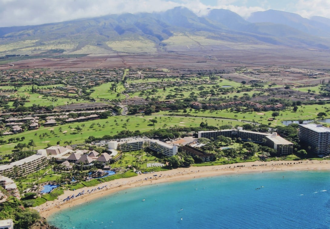 vintage at kaanapali aerial photo with kaanapali beach in foreground