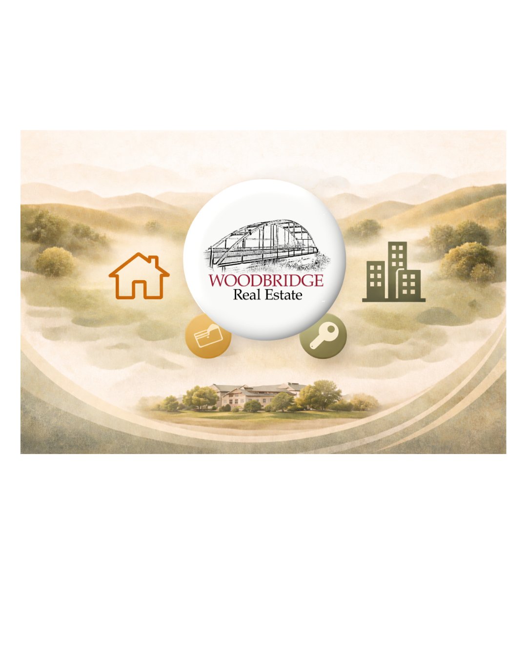 Clean modern graphic for Best Real Estate Brokerage in Pullman WA featuring Woodbridge Real Estate in the Services category