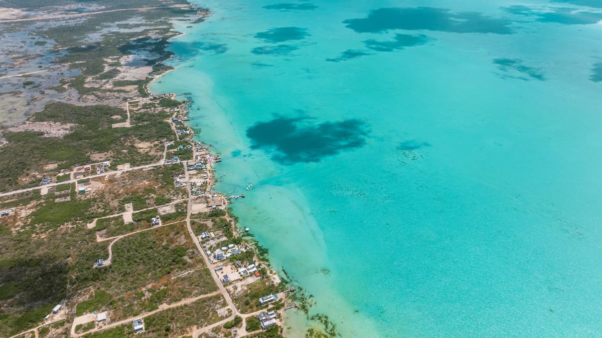 Distanced view of secret beach coastline from the north looking south