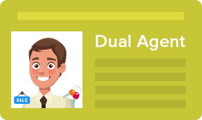 Dual Agent real estate guide graphic with a cartoon agent and SALE badge.
