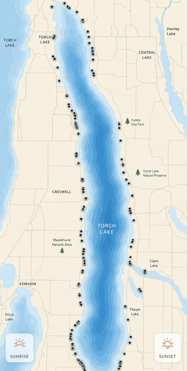 Torch Lake property sales map