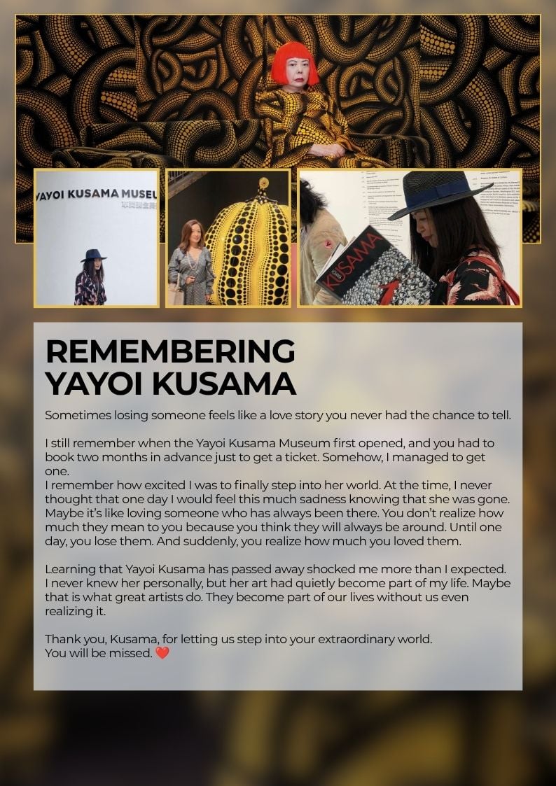 Tribute to Yayoi Kusama with museum photos and a written remembrance of her art and passing.