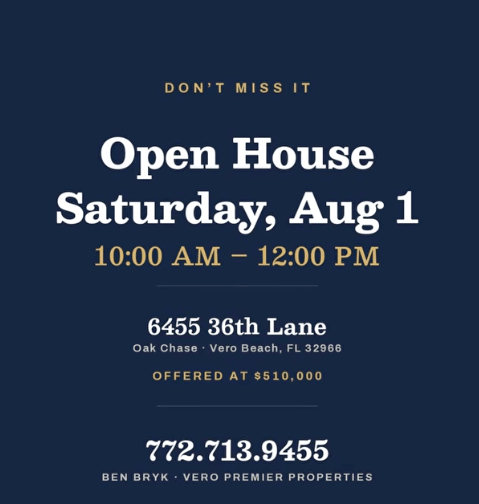 Open House This Saturday 10AM-Noon | Oak Chase Pool Home, Vero Beach | $510K