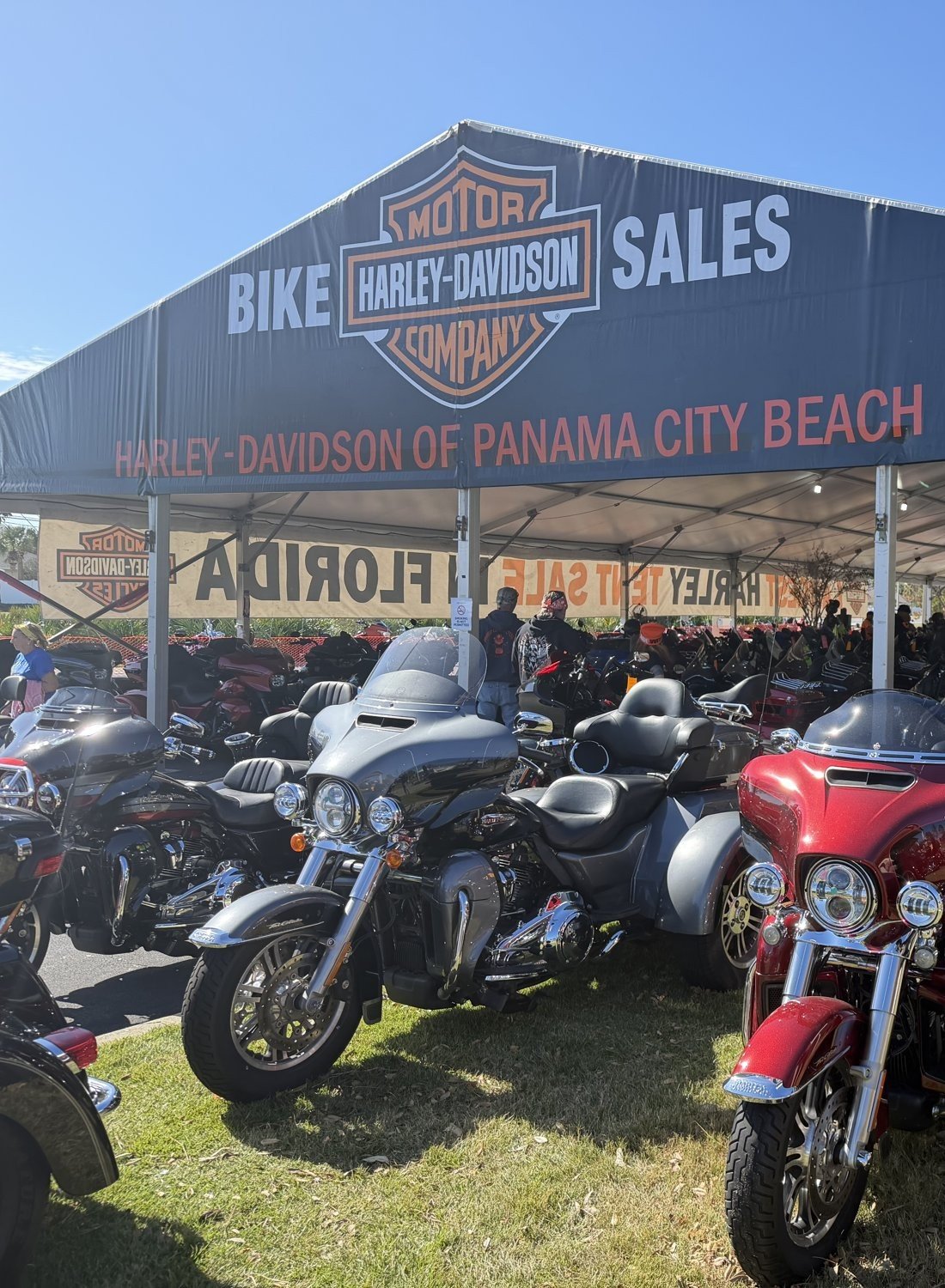 Harley-Davidson of Panama City Beach Bike Sales tent at Thunder Beach rally
