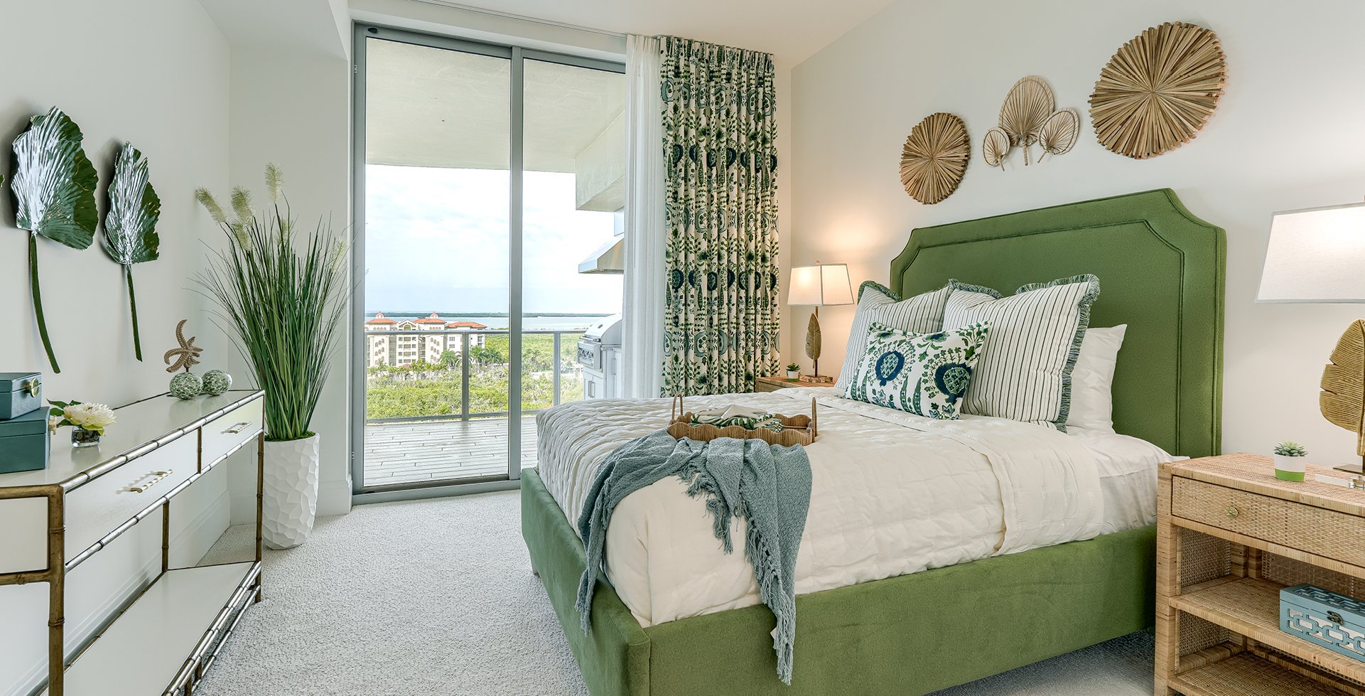 Master bedroom with floor-to-ceiling glass at Infinity at The Colony