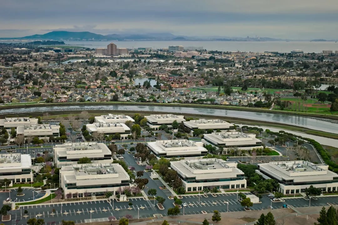 Office Parks and Suburban Housing in San Mateo County, California - Aerial