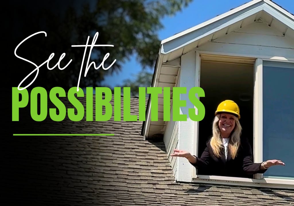 Sharla Ellis smiling from an open window, encouraging homebuyers to look beyond cosmetic updates and see the possibilities in a home.