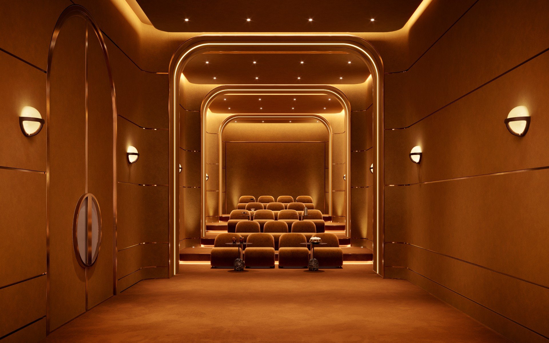 Rendering of the screening room available to residents of The Ritz-Carlton Residences, South Beach