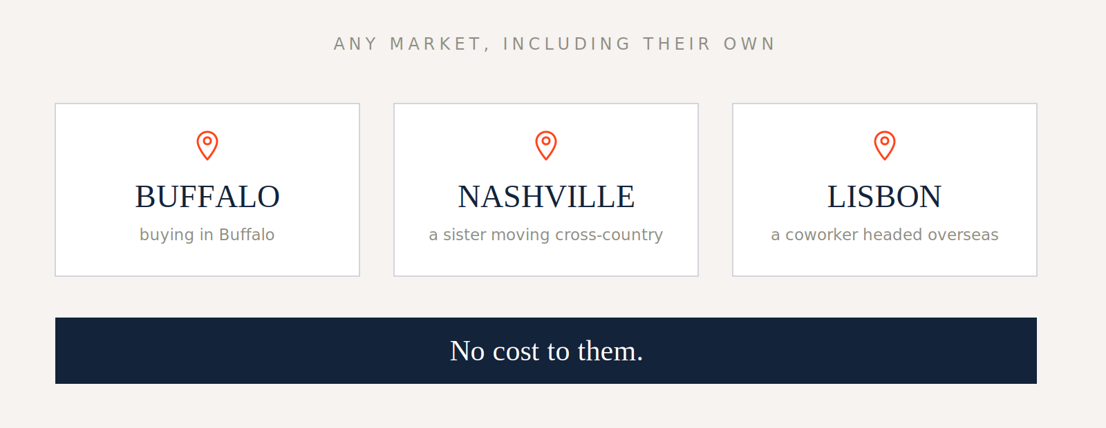 Any market, including their own. Buffalo, Nashville, Lisbon. No cost to them.