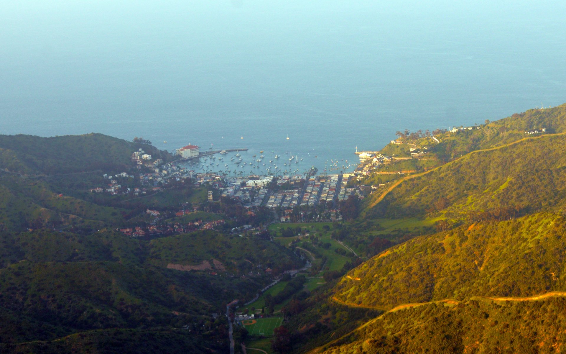 Avalon Canyon and surrounding hills looking toward the harbor