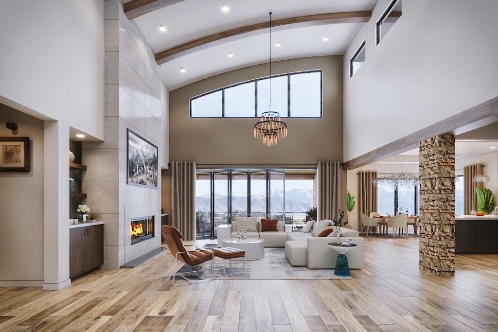 Minimalist luxury living room in a Denver high-end home with curated finishes and natural light