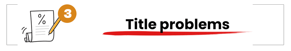 Title problems, illustrated by a percentage document, pencil, and number 3.