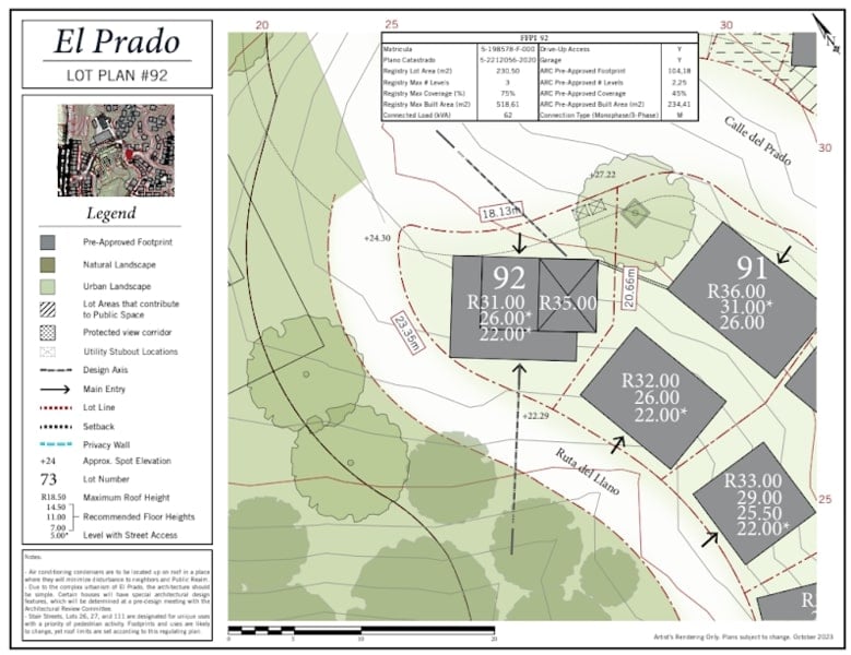 El Prado Lot #92 | Casa Alborada Concept Homesite, Las Catalinas
