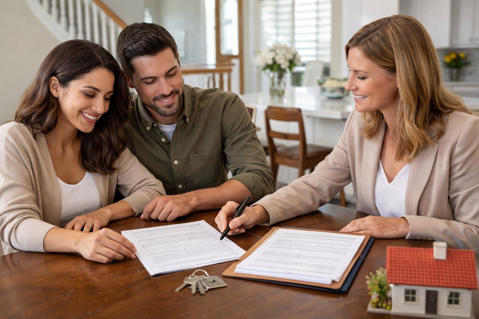 Real estate purchase contract documents being reviewed for a home sale on the Central Coast