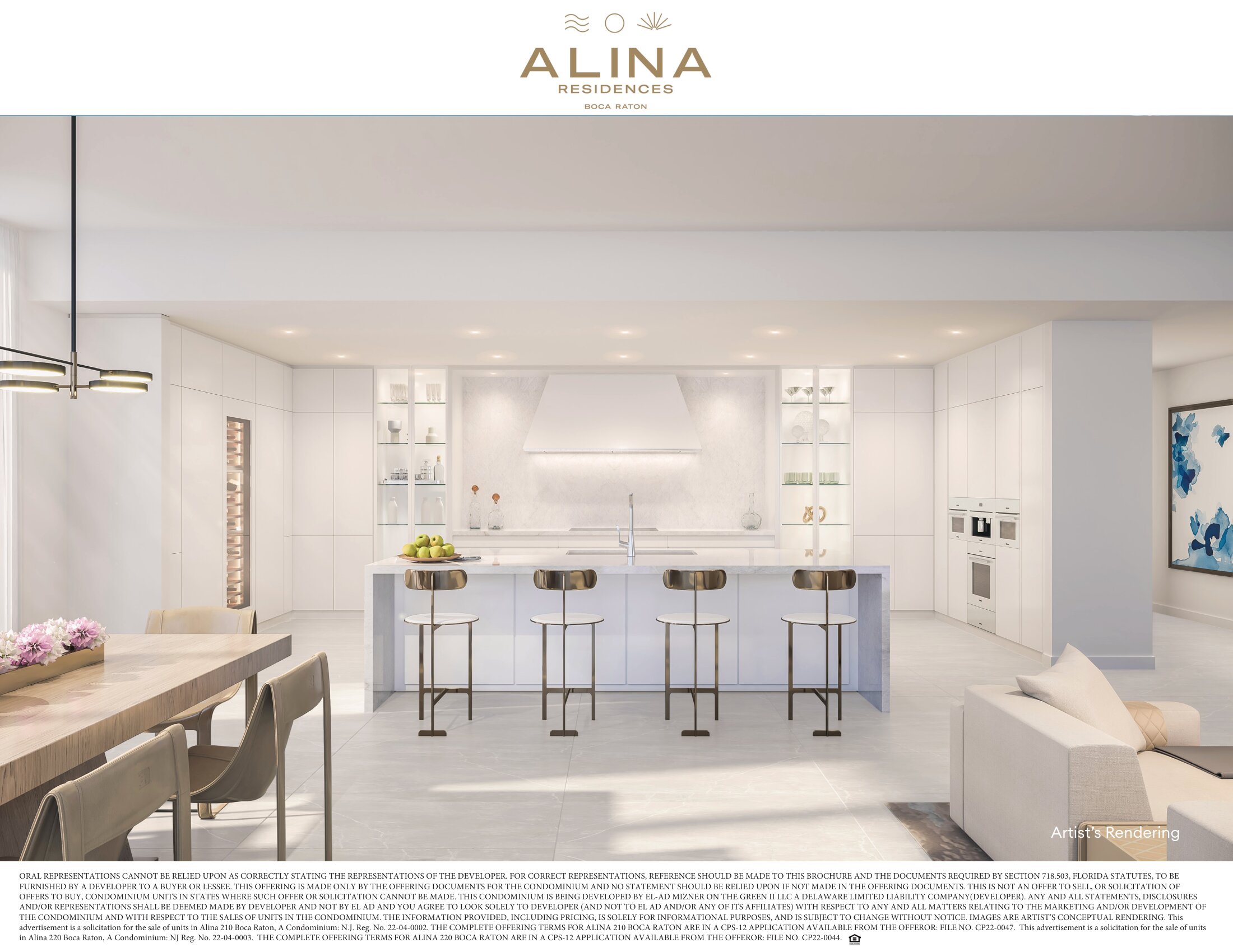 ALINA residence kitchen with a large island and built-in appliances